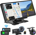 Portable Wireless Carplay Car Stereo with 2.5K Dash Cam - 9"   Screen, Android Auto, 1080p Backup Camera, Loop Recording, Bluetooth,  Navigation Head Unit, Car Radio Receiver