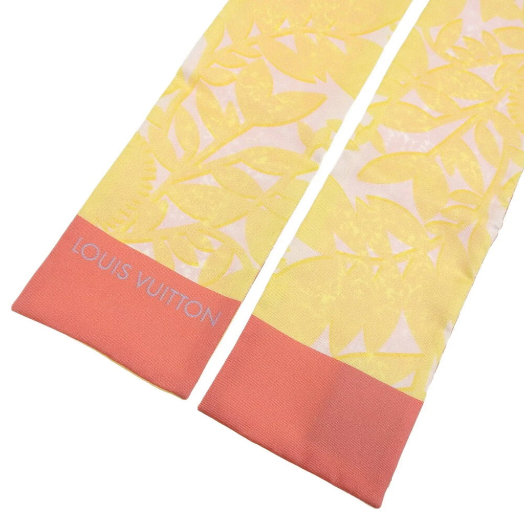 Pre-Owned Louis Vuitton   Bandeau Tropical Flower Scarf Silk Pink Yellow  (Good)