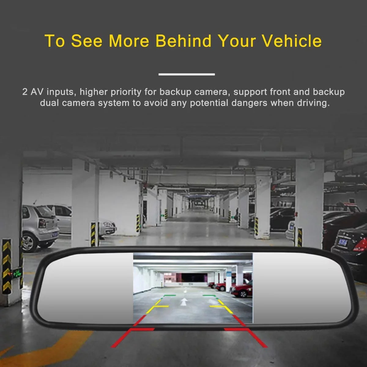 Car Backup Camera Kit 4.3" Mirror Monitor Waterproof License Plate Vehicle Rear View Camera with 7   Night Vision