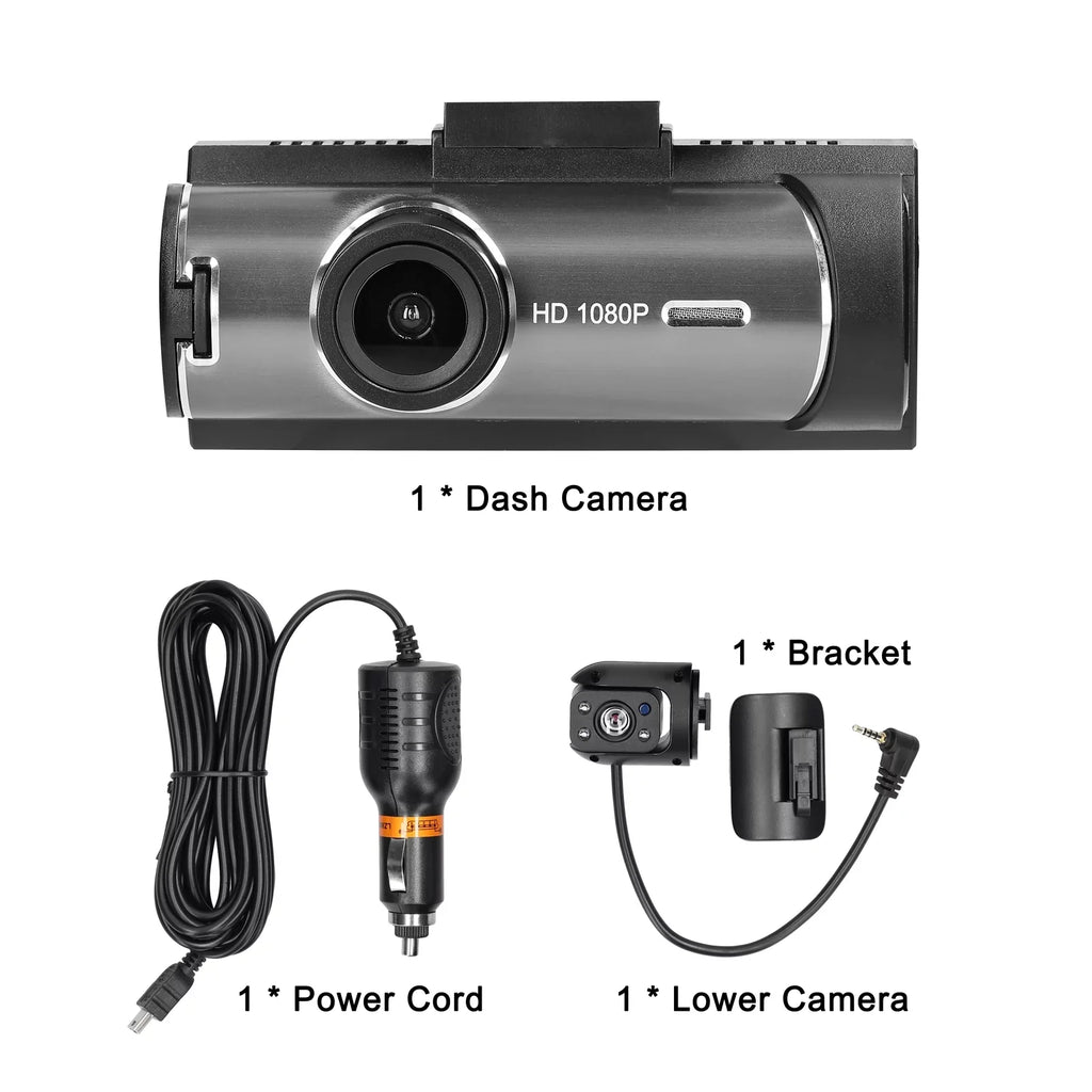 Meterk Multi-language Dual Lens Car Video Recorder Auto Dash Cam Car Recorder Night Viewing Motion Detection  170 Degree Wide Angle Car Camcorder
