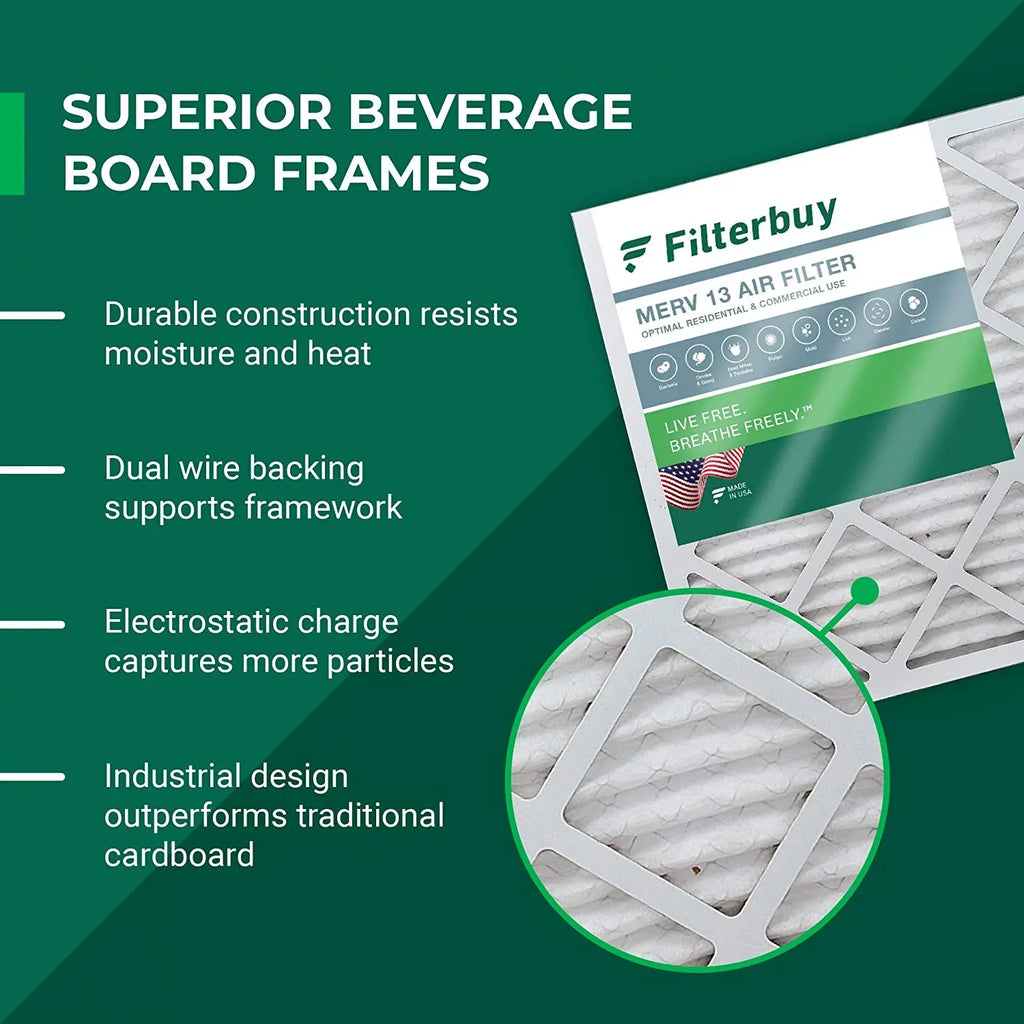 Filterbuy 10x25x1  13 Pleated   Furnace Air Filters (6-Pack)