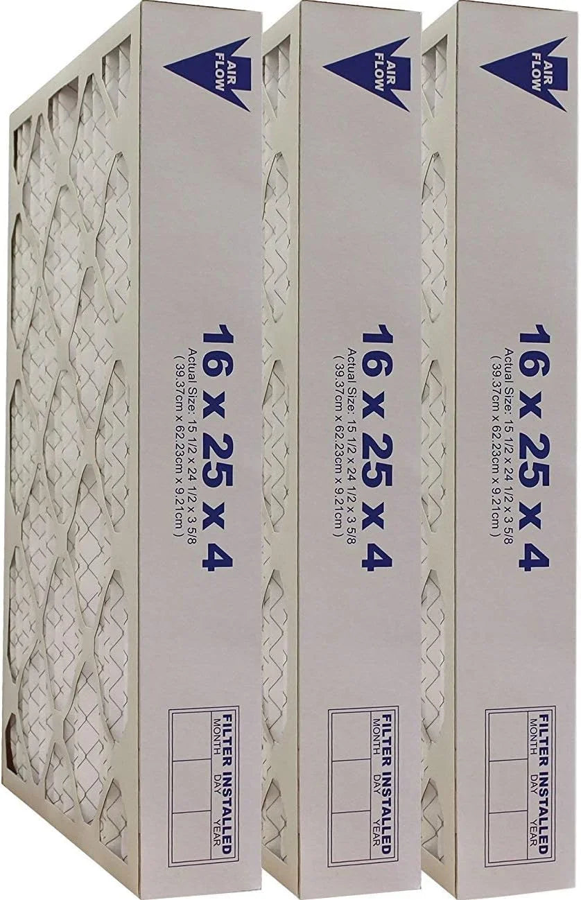 United Filter -4162511-3  11 Replacement Pleated Furnace Air Filter, 16x25x4 (Actual Size 15-1/2 x 24-1/2 x 3-5/8), 3 Pack