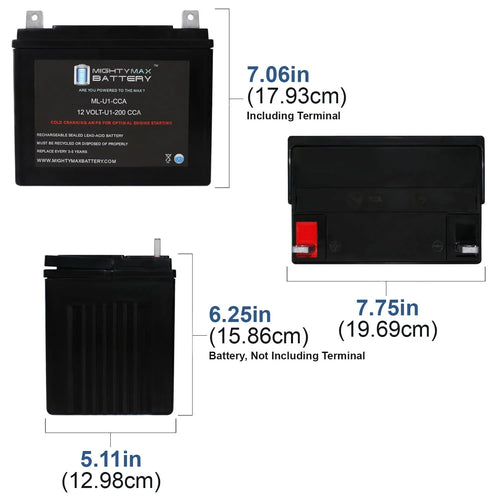 '- 12V 200CCA Battery for Bobcat Textron  Walk Behind Mower