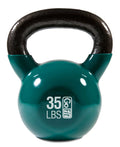 GoFit Classic Vinyl Coated Kettlebell with  and Training Manual 35lb - Green