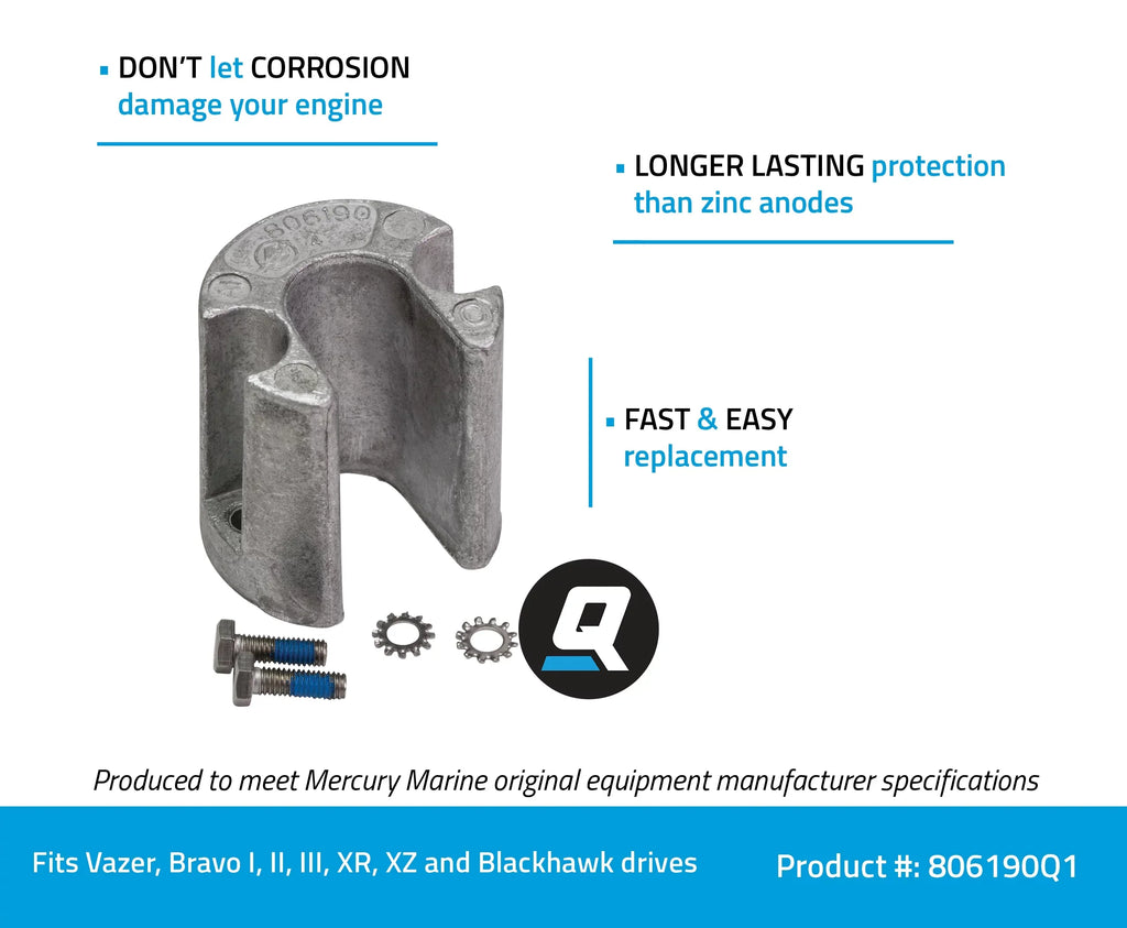 Quicksilver 806190Q 1 Trim Cylinder Anode Kit Aluminum