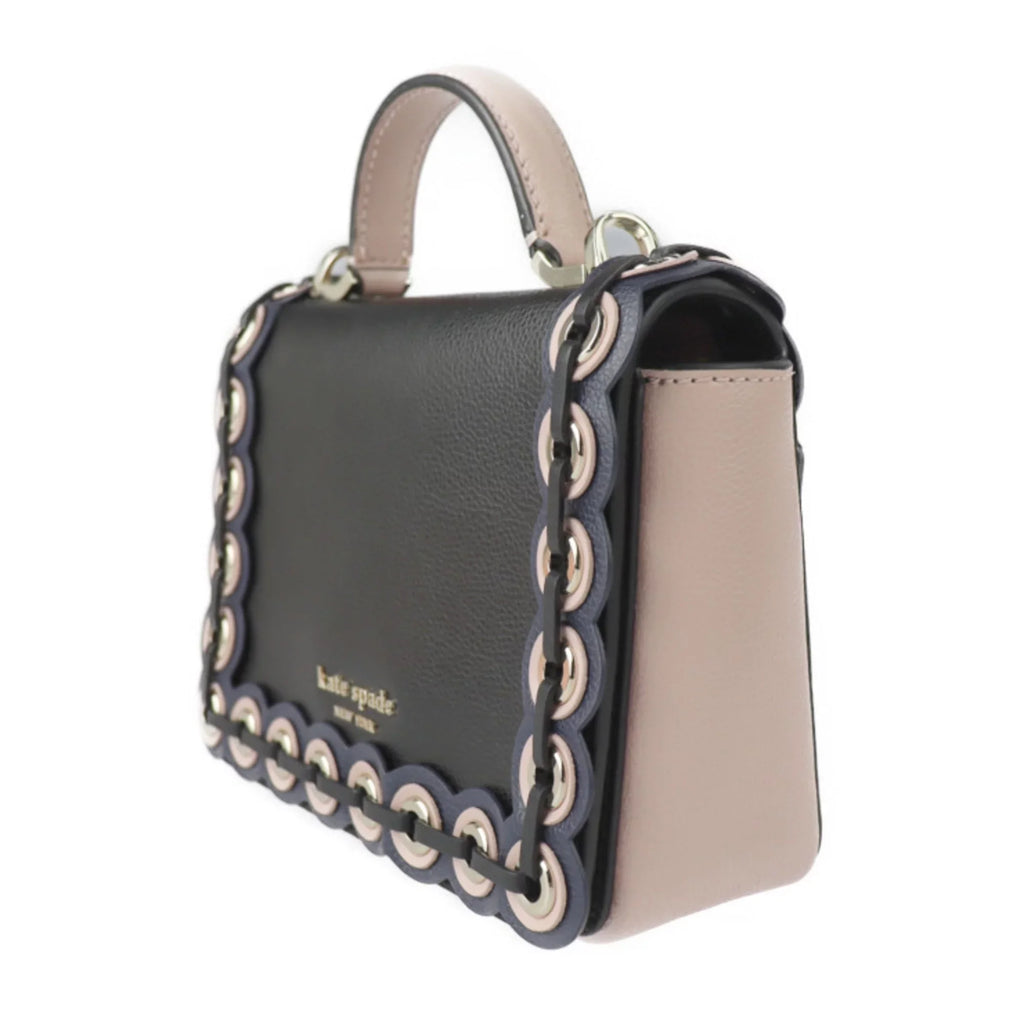 Pre-Owned Kate Spade Maisy Patternson drive grommet handbag  leather black pink beige gold hardware 2WAY shoulder bag punching (Good)