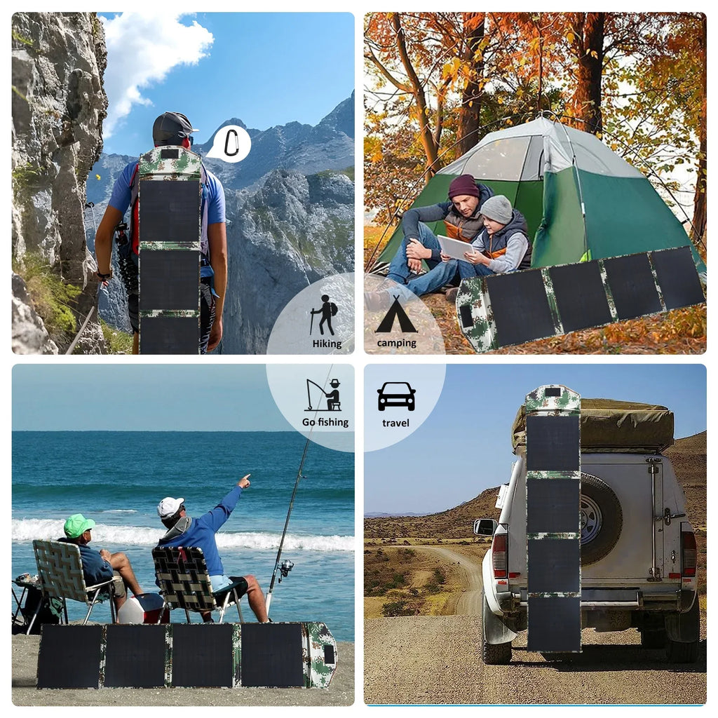 Solar Panels 80W Portable Camping Solar Kit Foldable for Power Station Generator Folding Solar Charger designed for