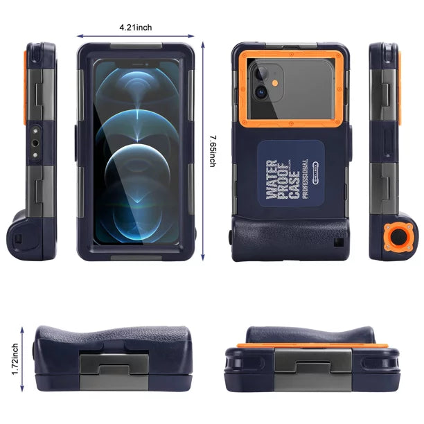 UrbanX Professional [15m/50ft] Swimming Diving Surfing Snorkeling Photo Video Waterproof Protective Case Underwater Housing for  10 Lifestyle And all Phones Up to 6.9 Inch  with Lanyard