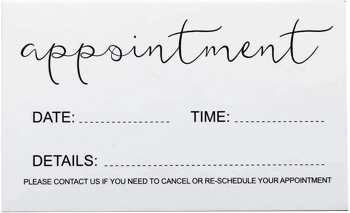 Appointment Reminder Cards (Pack of 100) for Beauty Makeup Hair Nail Salon Barber Shop Restaurants Therapist Pack of 100