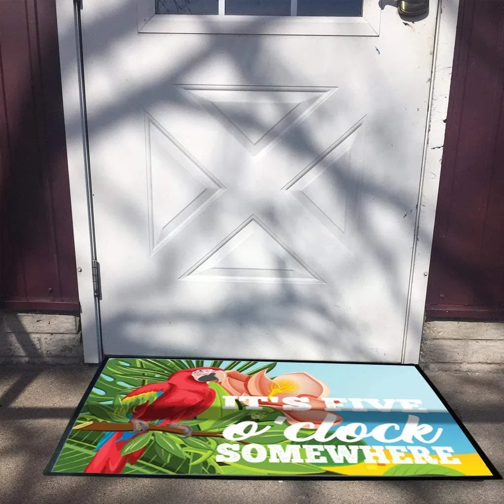It's Five 'clock Somewhere Beach/Lake Doormat, Summer Outdoor Doormat