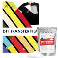 Powder and Film - -  Transfer Powder Adhesive for Sublimation Transfer and  Film Paper  11.7"x16.5" Clear Heat Transfer Film for Dark/Light Fabrics