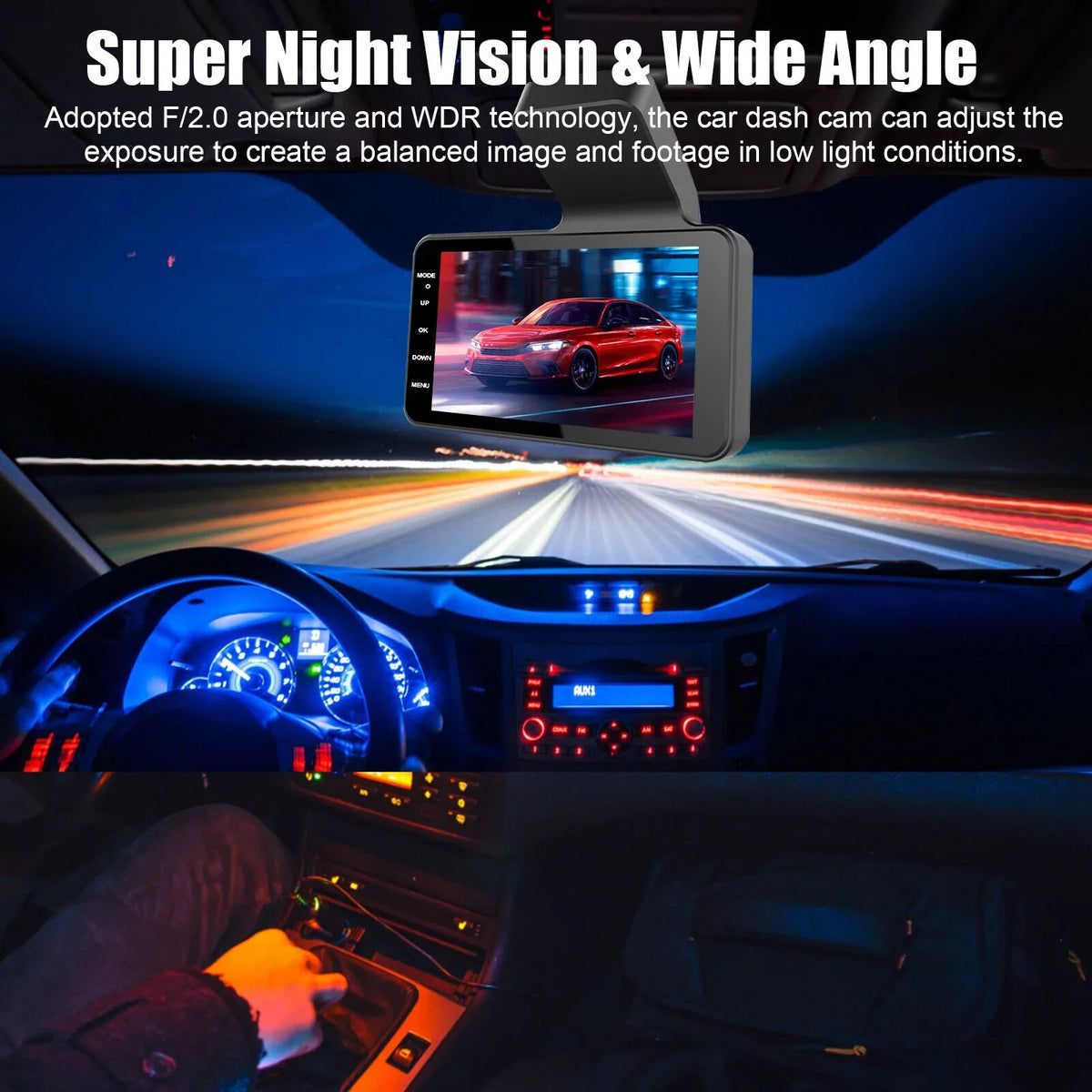 Dual Lens Car  Dash Cam Video Recorder -Sensor 1080P Front And Rear Camera