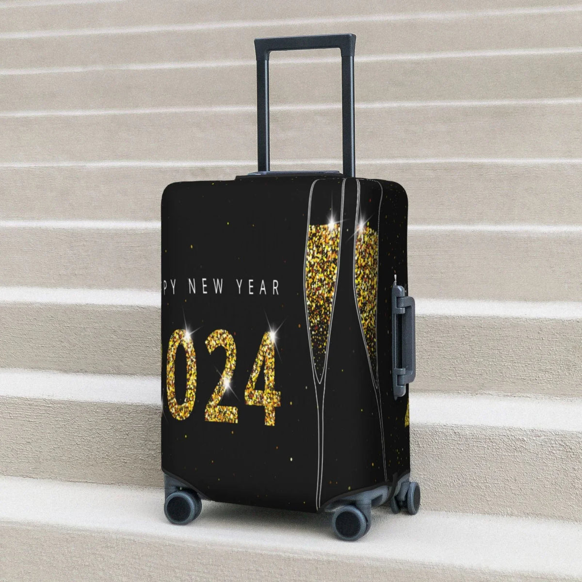 Haiem Happy New Year 2024 (2) Luggage Cover,Durable, Washable Suitcase Protector With Anti-Scratch Technology - Keep Your Luggage Looking New Medium