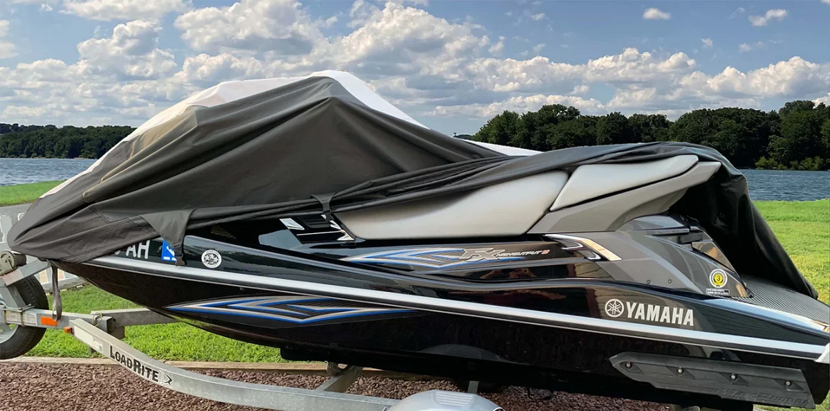 '-      Cover Compatible for  Wave Runner  760 1997-2000 Jet Ski  Trailerable Cover Black/Grey 2 Seater