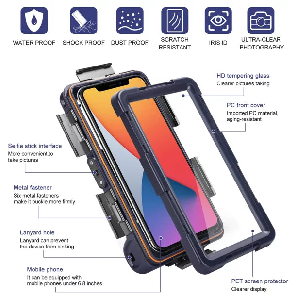 UrbanX Professional [15m/50ft] Swimming Diving Surfing Snorkeling Photo Video Waterproof Protective Case Underwater Housing for Infinix Hot 5 And all Phones Up to 6.9 Inch  with Lanyard