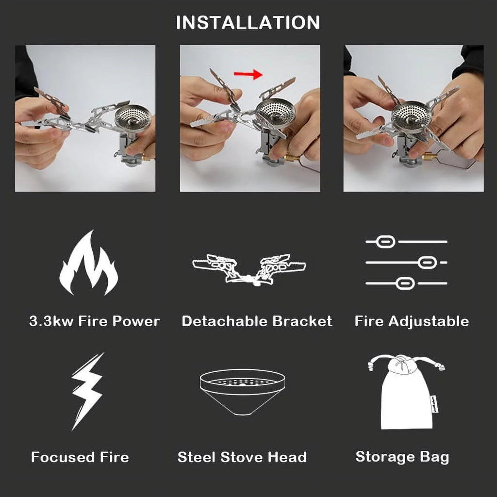 Camping Stove 3300W High Efficiency Backpacking Stove for Quick and Easy Cooking on Go