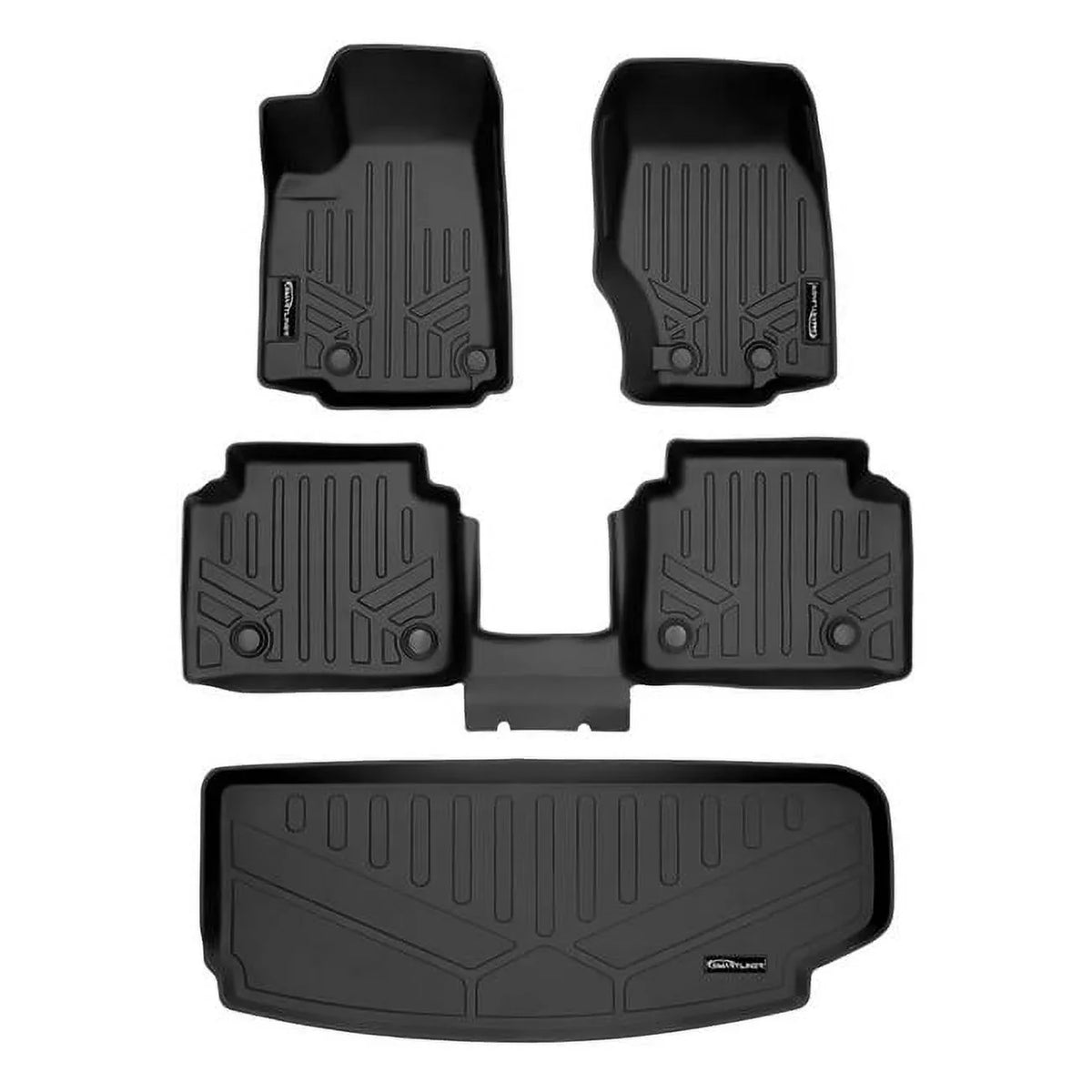 '-- All Weather Custom Fit Black 2 Row & Cargo Liner Behind the 3rd Row Floor Mat Liner Set for 2021-2023 Jeep Grand Cherokee , Black