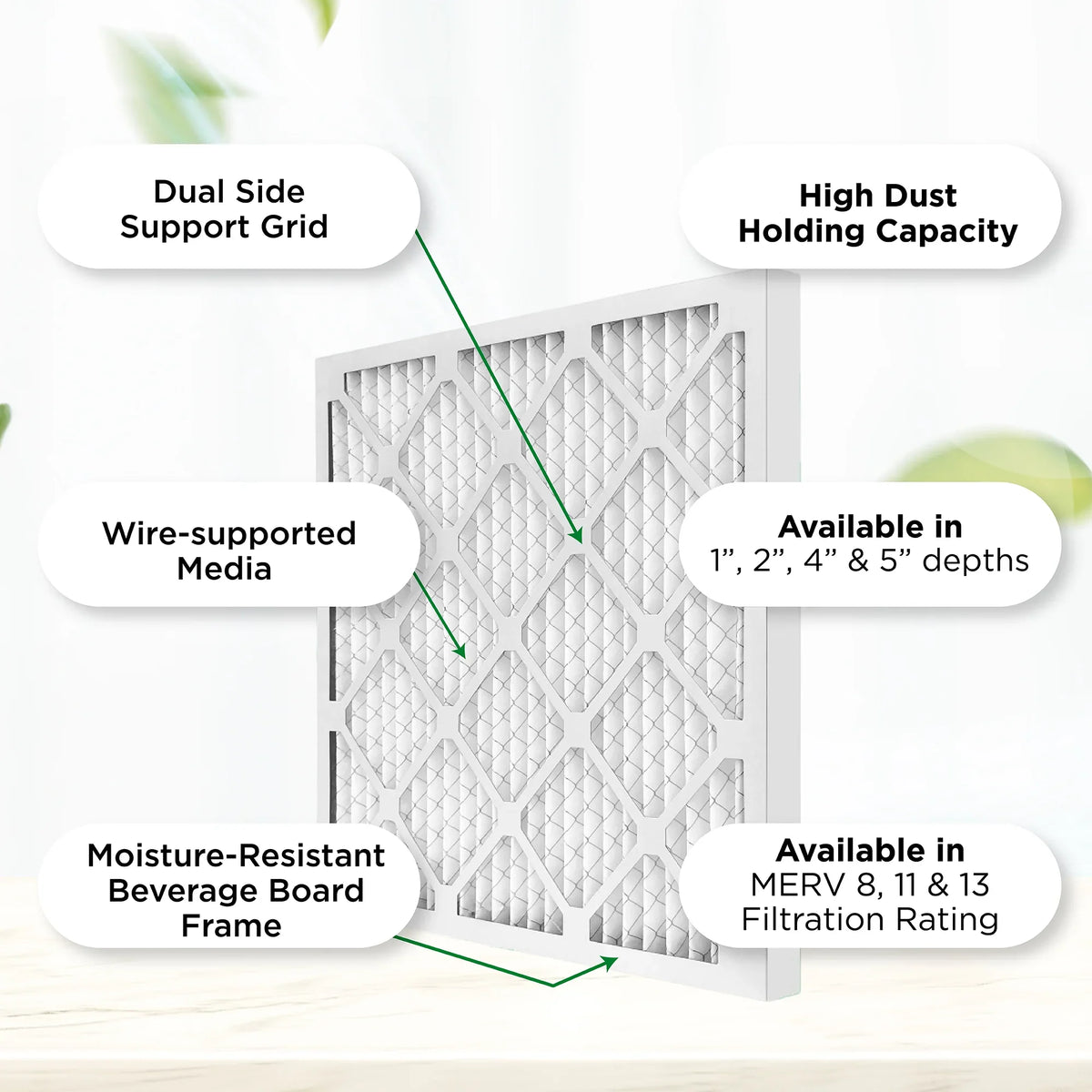 16x25x1  11,  1000 Pleated  Furnace 1" Air Filters by Pamlico. Quantity 6. Actual Size: 15-1/2 x 24-1/2 x 3/4