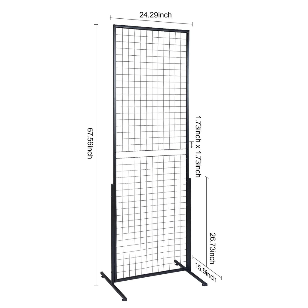 2' x 5.6' Grid Wall Panels Tower, 2 Packs Wire Gridwall Display Racks with -Base Floorstanding, Double Side Gridwall Panels for Art Craft Shows, Retail Display with Extra Clips and Hooks