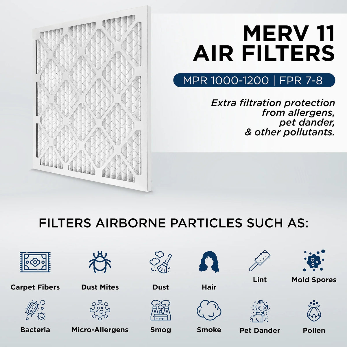 18x18x2  11,  1000 Pleated  Furnace 2" Air Filters by Pamlico. Quantity 6. Actual Size: 17-3/4 x 17-3/4 x 1-3/4