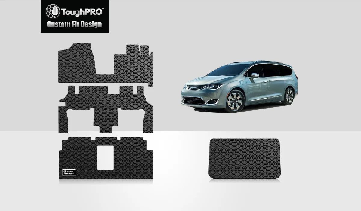ToughPRO - Full Set with Cargo Mats Compatible with  Grand Caravan - All Weather Heavy Duty (Made in ) - Black Rubber - 2015