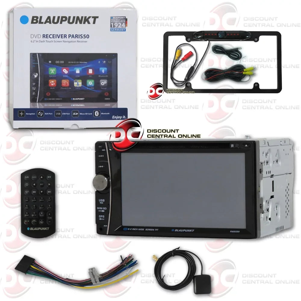 Blaupunkt Double  6.2 Navigation   player stereo   & Bleutooth with DiscountCentralOnline  Full License plate Night vision Waterproof back-up camera