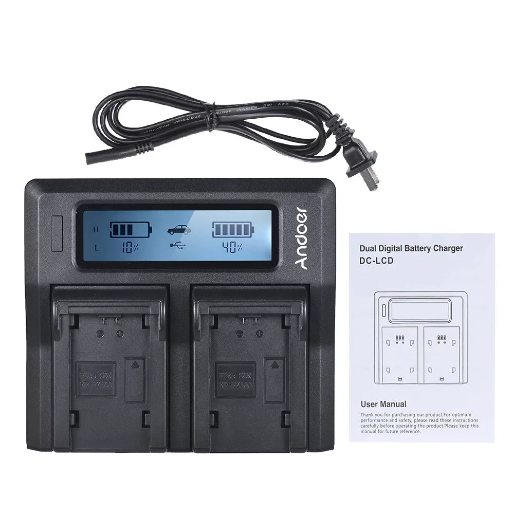 Andoer - Dual Channel  Battery Replacement for Sony