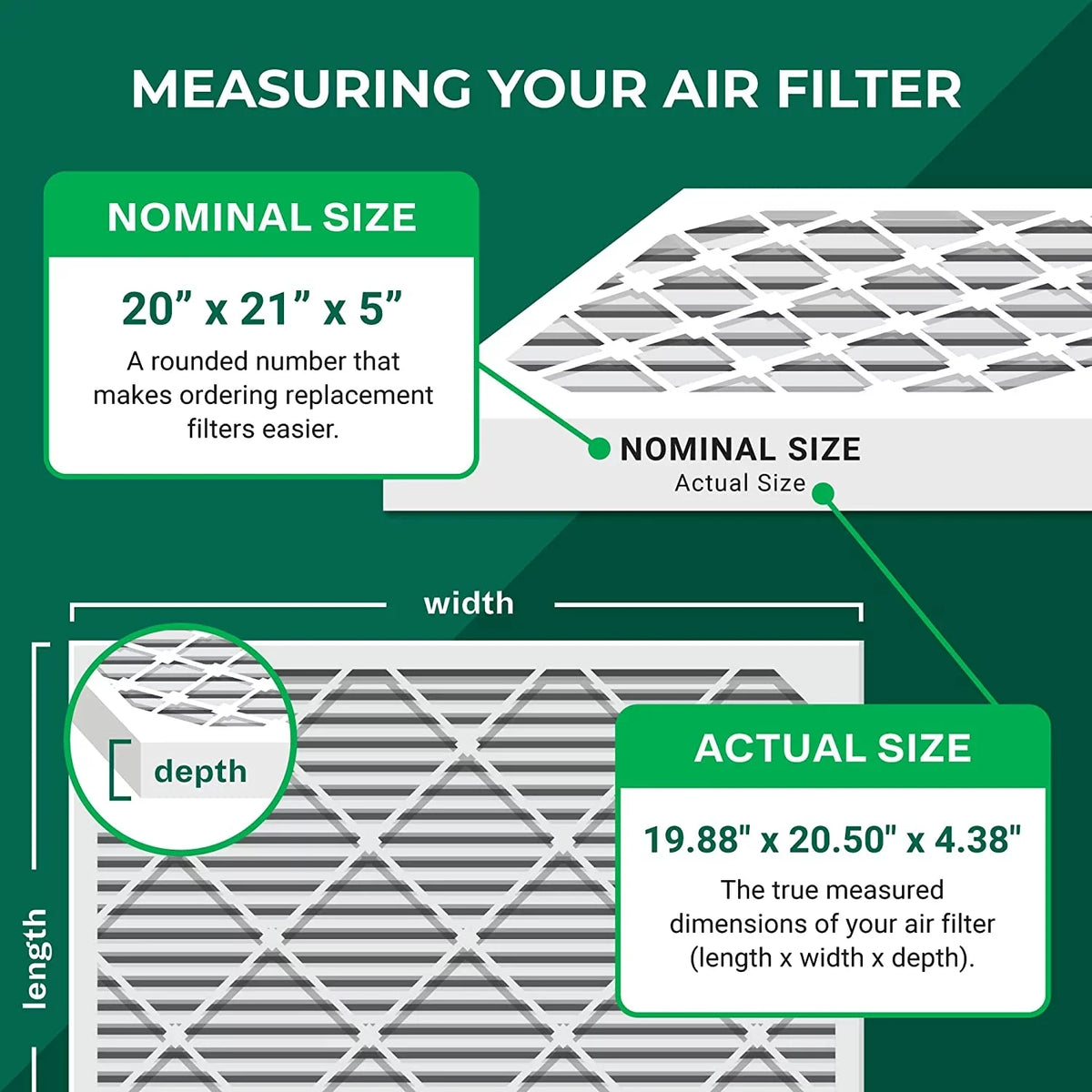 Filterbuy 20x21x5  11 Pleated   Furnace Air Filters for Lennox  / -23 (4-Pack)