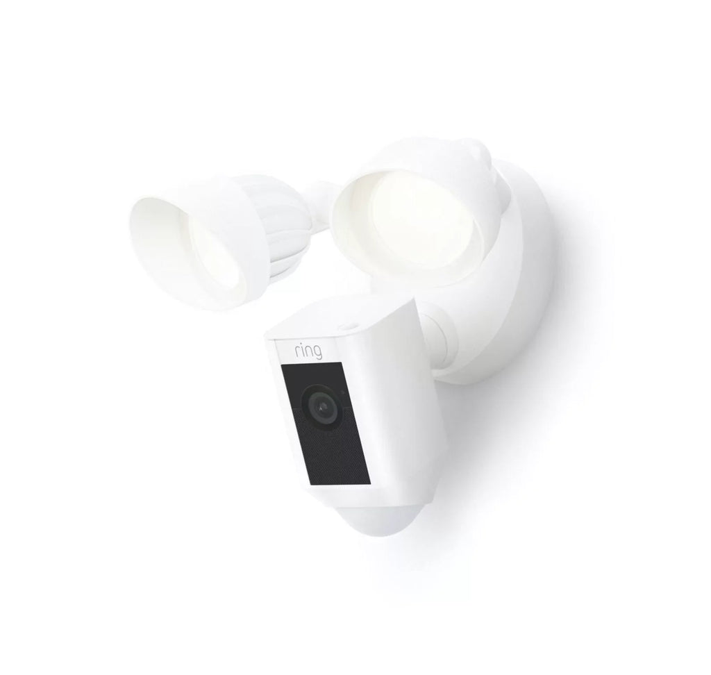 Restored Ring_Floodlight Cam Wired Plus with Motion Activated , White, 2021 Release, Outdoor, WiFi, /Network (Refurbished)