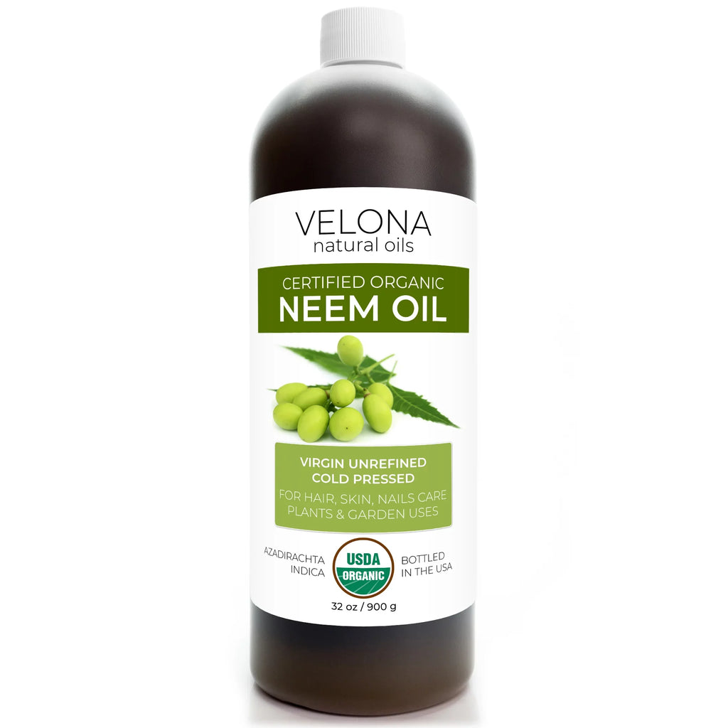 Velona Neem Oil  Certified Organic - 32 oz | 100% Pure and Natural Carrier Oil | Virgin, Unrefined, Cold Pressed | Hair, Body and Skin Care | Use Today - Enjoy Results