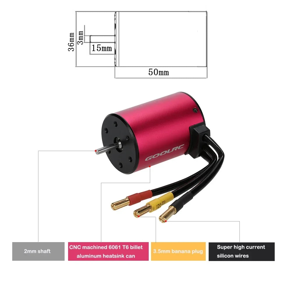 GoolRC ,Motor 1/103100kv 4 Poles  3100kv 4 Poles Motor 1/10Car Rookin Eryue Mewmewcat 3100kv Motor  Car 3650 Motor Coolrc