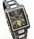 New Elgin Men`s Black  Crystal Band & Dial Multifunction Quartz Watch