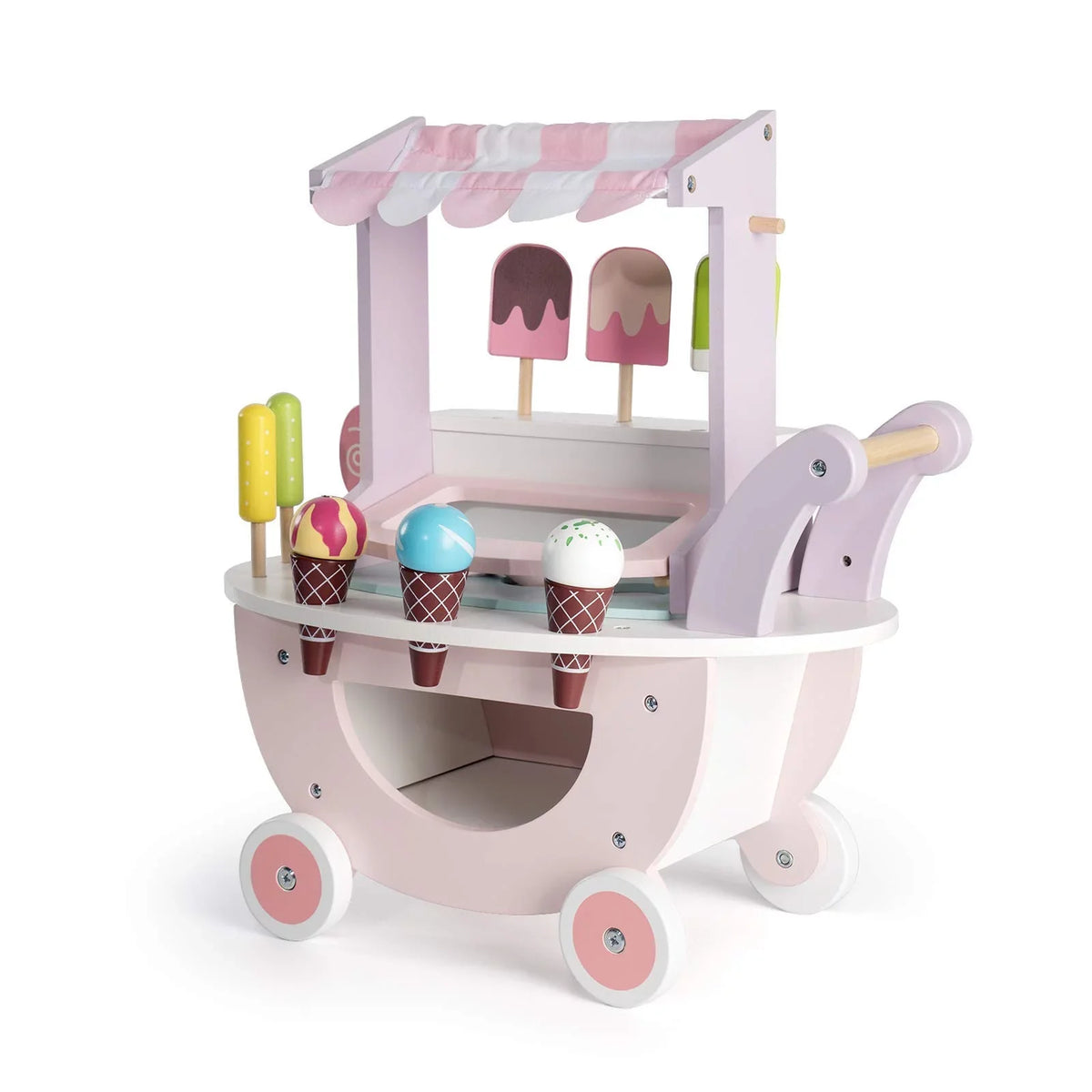 Wooden Ice Cream Cart Toys for Kids, Toddlers Pretend Play Food Truck, Gift for Girls and Boys 3 Years & Up