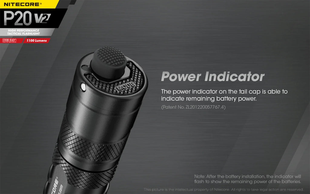 Combo: Nitecore   Tactical  Flashlight -  -  - 1100 Lumens w/ Battery,  Charger +Free Eco-Sensa  Cord