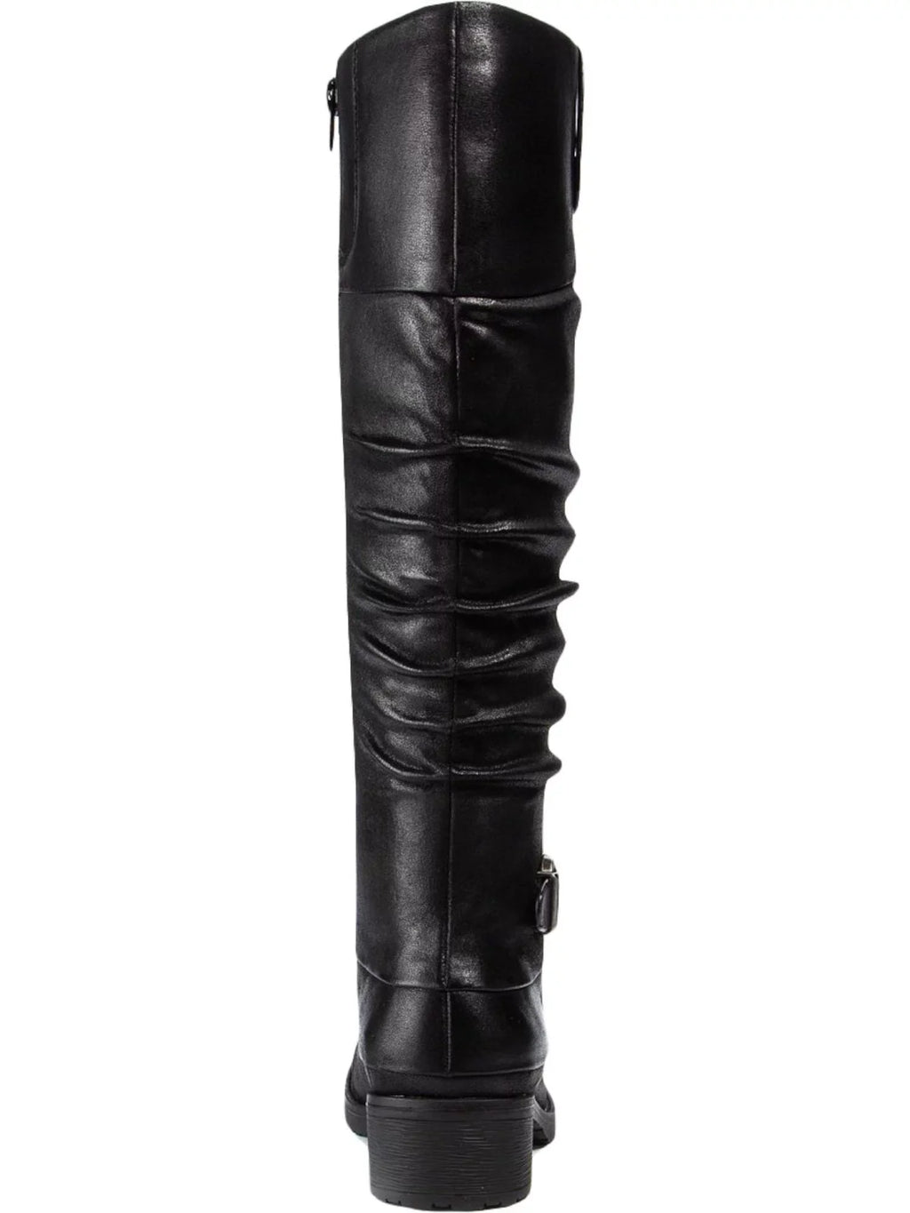 Womens Black Stretch Gore Side Pull Tab Buckle Accent Cushioned Onika Round Toe Block Heel Zip-Up Boots Shoes 11