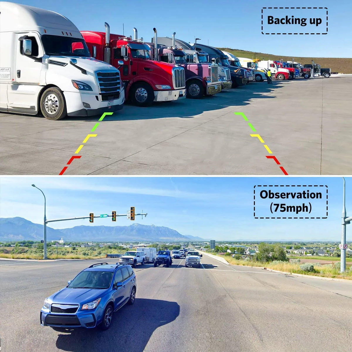 Boscam Wireless  Backup Camera Support 2 Cameras, Reverse Camera with 7"  Monitor Split Screen,  Night Vision Waterproof Back up Camera Systems for Truck/Trailer Pickup/Van ()