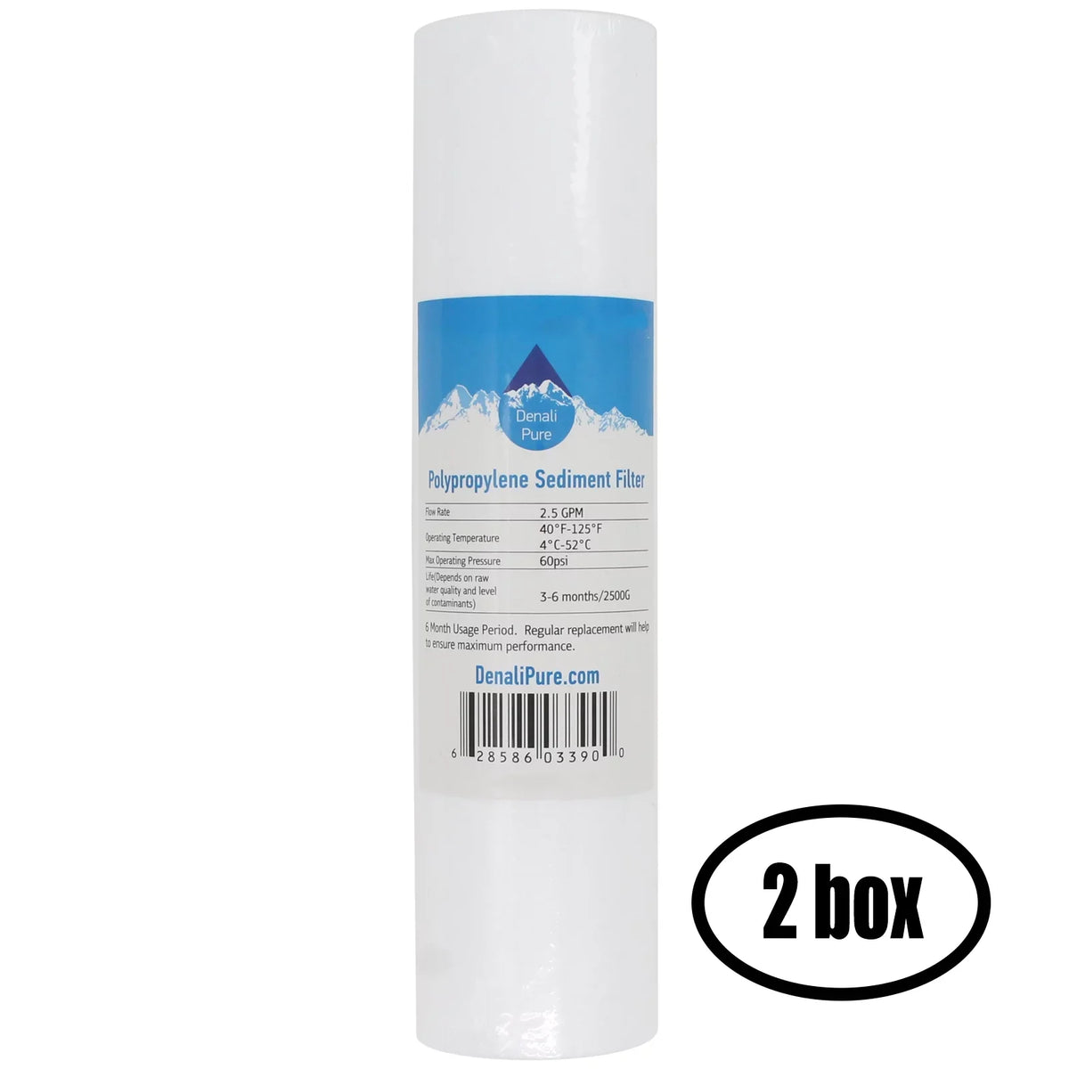 2 Boxes of Replacement for Expres Water  Polypropylene Sediment Filter - Universal 10-inch 5-Micron Cartridge for Express Water  - 5 Stage Reverse Osmosis System - Denali Pure Brand