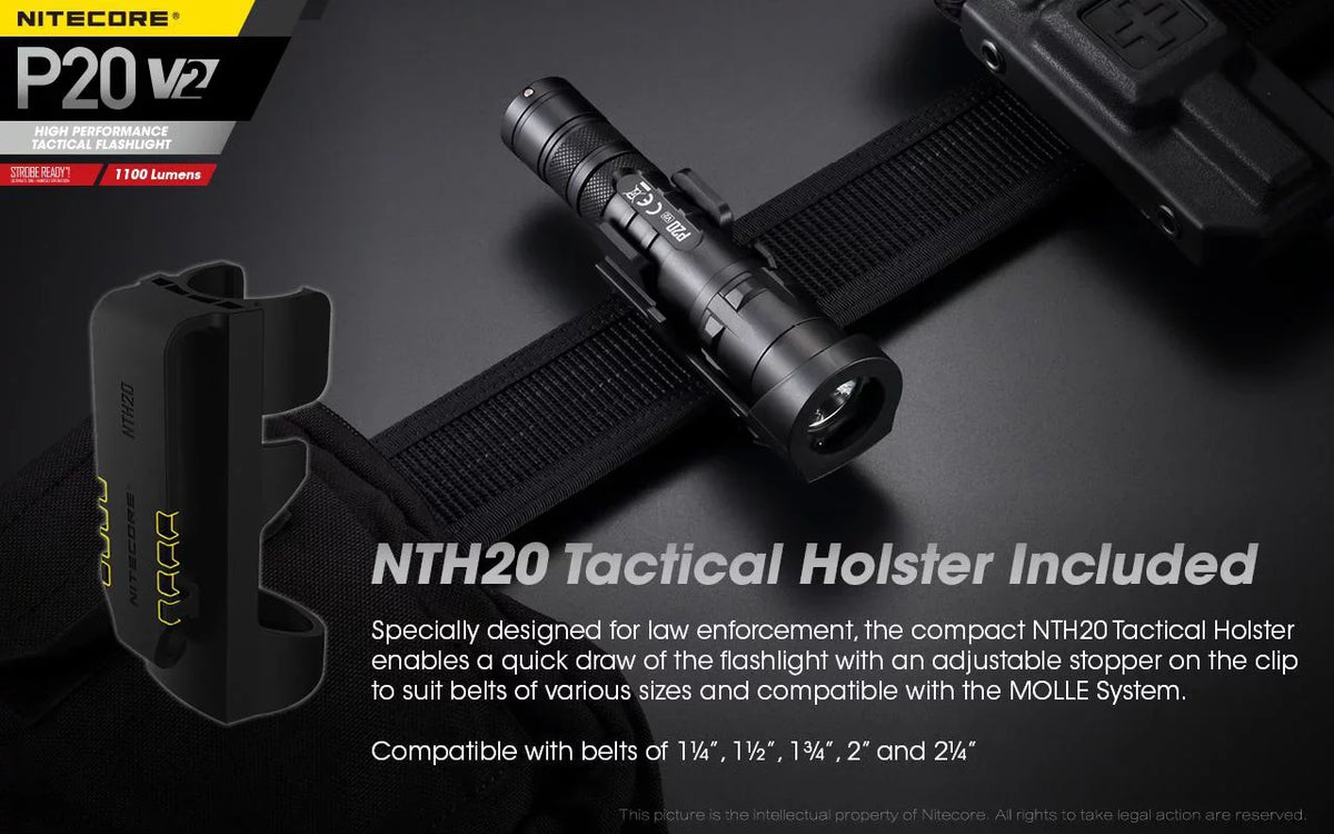 Combo: Nitecore   Tactical  Flashlight -  -  - 1100 Lumens w/ Battery +2x Free Eco-Sensa  Batteries