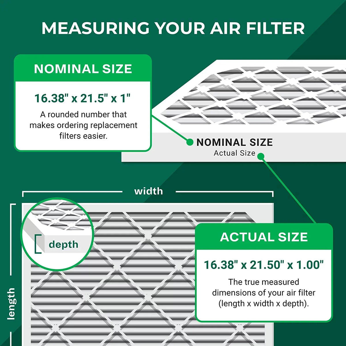 Filterbuy 16.38x21.5x1  8 Pleated   Furnace Air Filters (6-Pack)