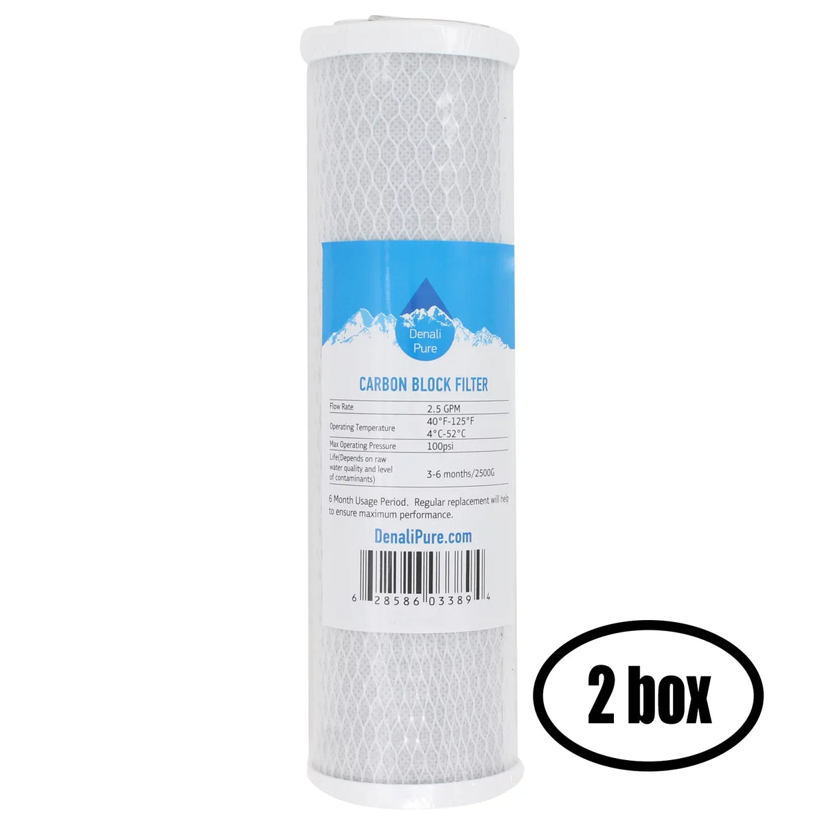 2 Boxes of Replacement for MaxWater 101042 Activated Carbon Block Filter - Universal 10 inch Filter for MaxWater Aquarium reef coral reverse osmosis System - Denali Pure Brand