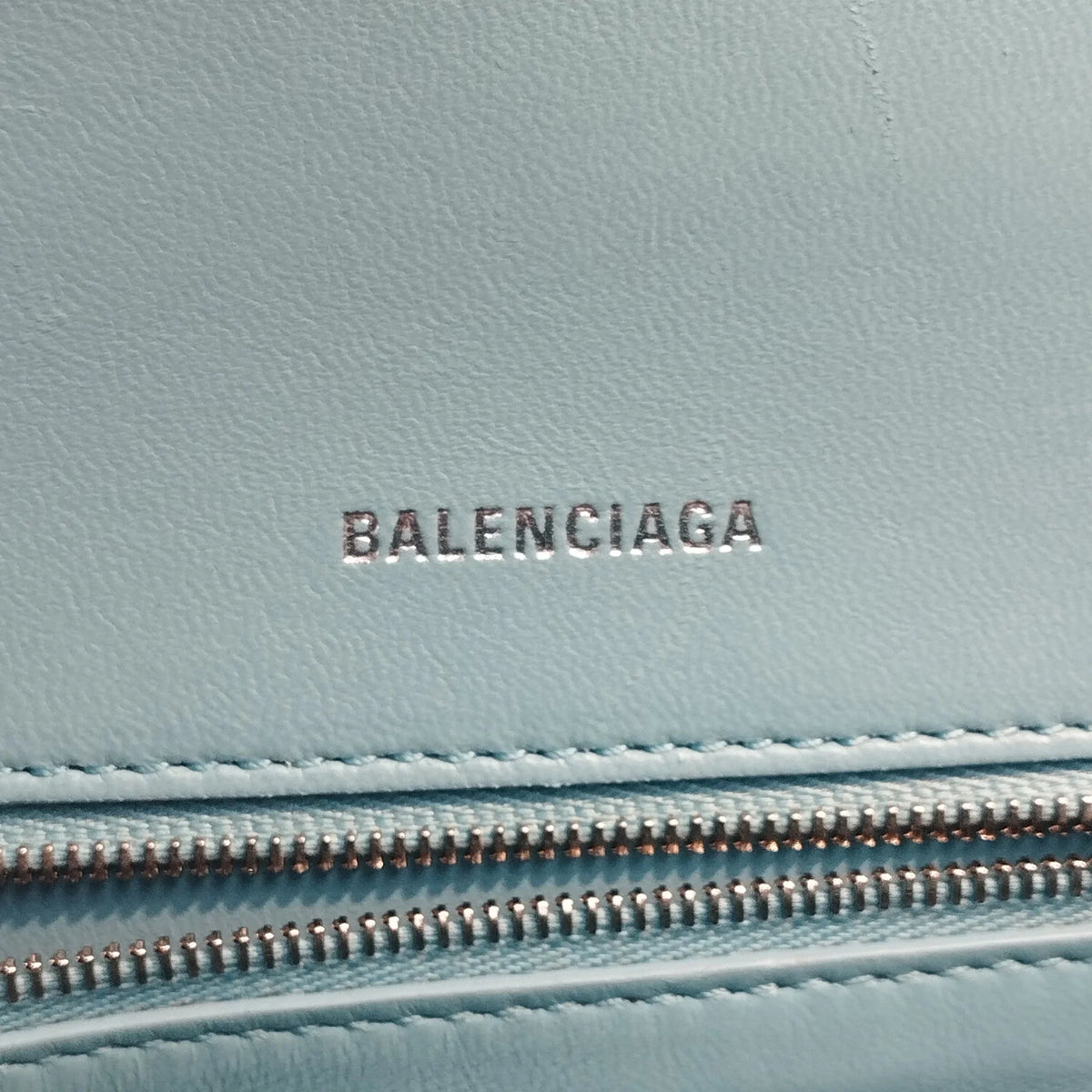 Pre-Owned Authenticated Balenciaga Hourglass  Satchel Calf Leather Blue Unisex (Good)