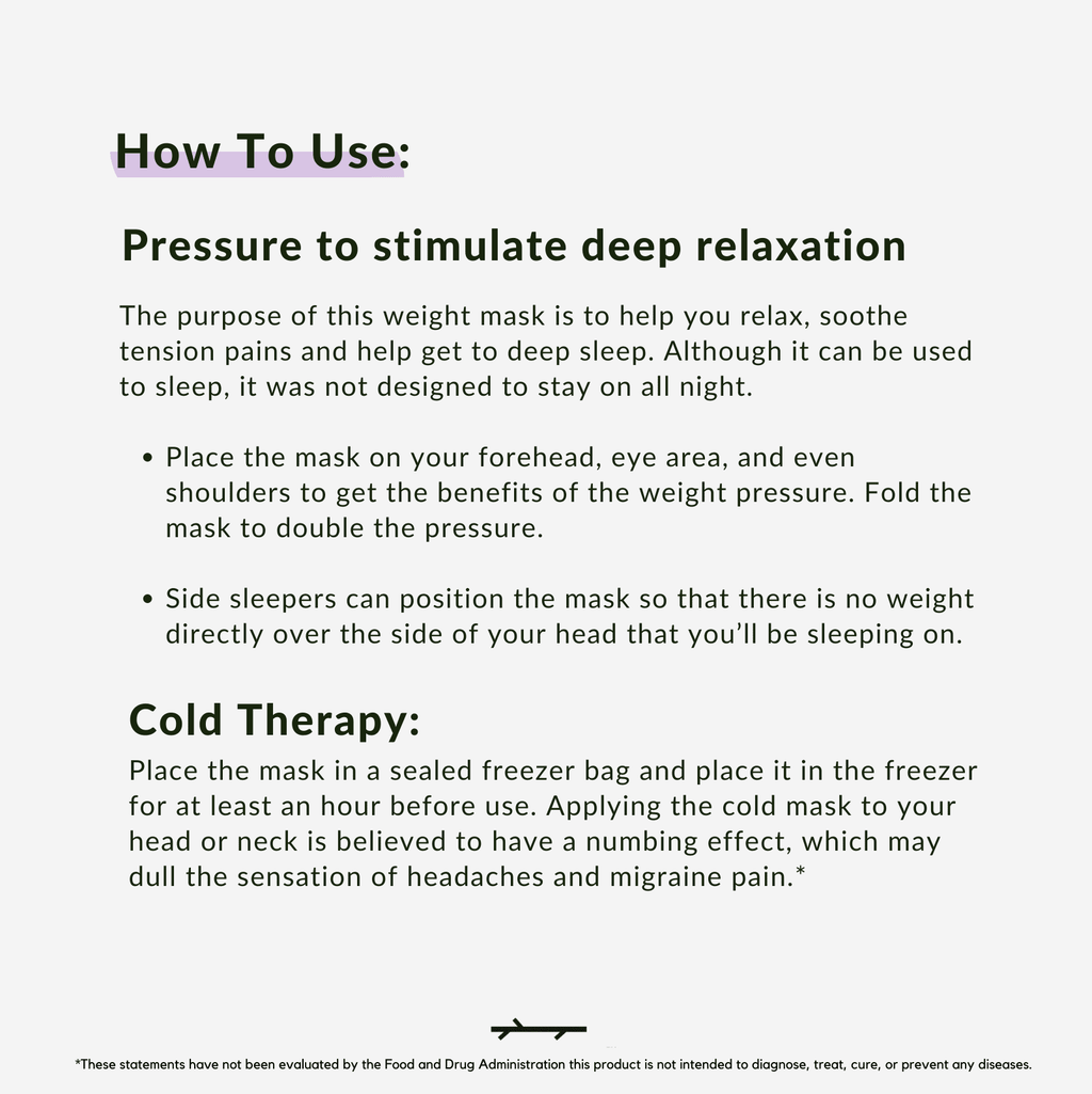 Heavy Weighted Eye Face Mask Deep Pressure Stimulation to Help with Pain Relief, Puffy Eyes, Migraine and Prepare for Sleep Blocks Light  Bead Filled and Lavender Black