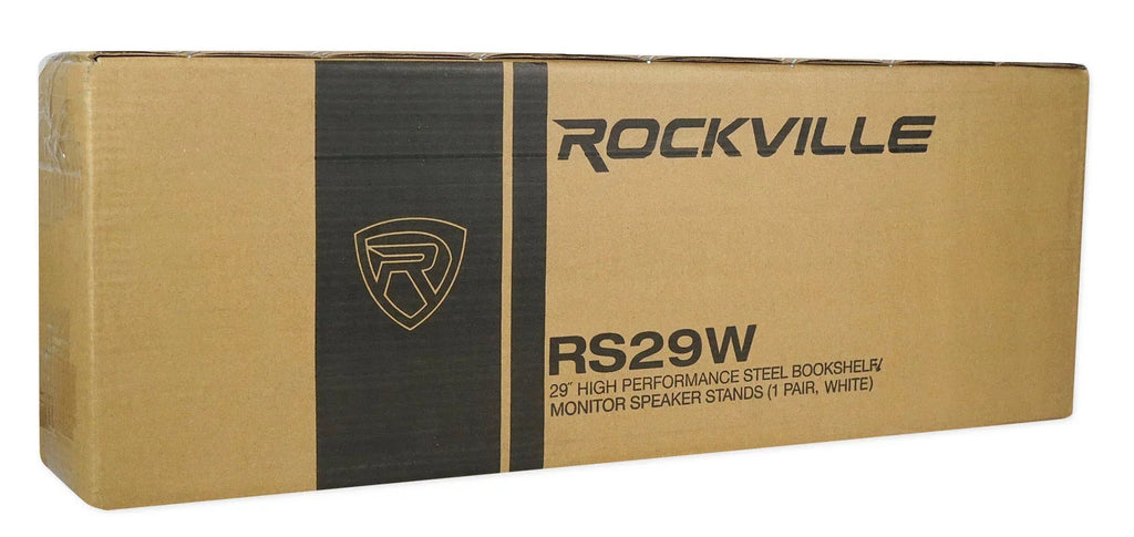 Pair Rockville  29" Steel Studio Monitor Recording Studio Stands in White