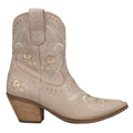 Dingo  Womens Primrose Embroidered Floral Snip Toe   Casual Boots   Ankle Mid Heel 2-3"